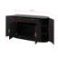 Buffet 55,1 po avec 2 portes et 2 tiroirs, porte latérale incurvée et 3 tablettes réglables à 3 niveaux, buffet à rayures en panneau de fibres à densité moyenne-1343184573