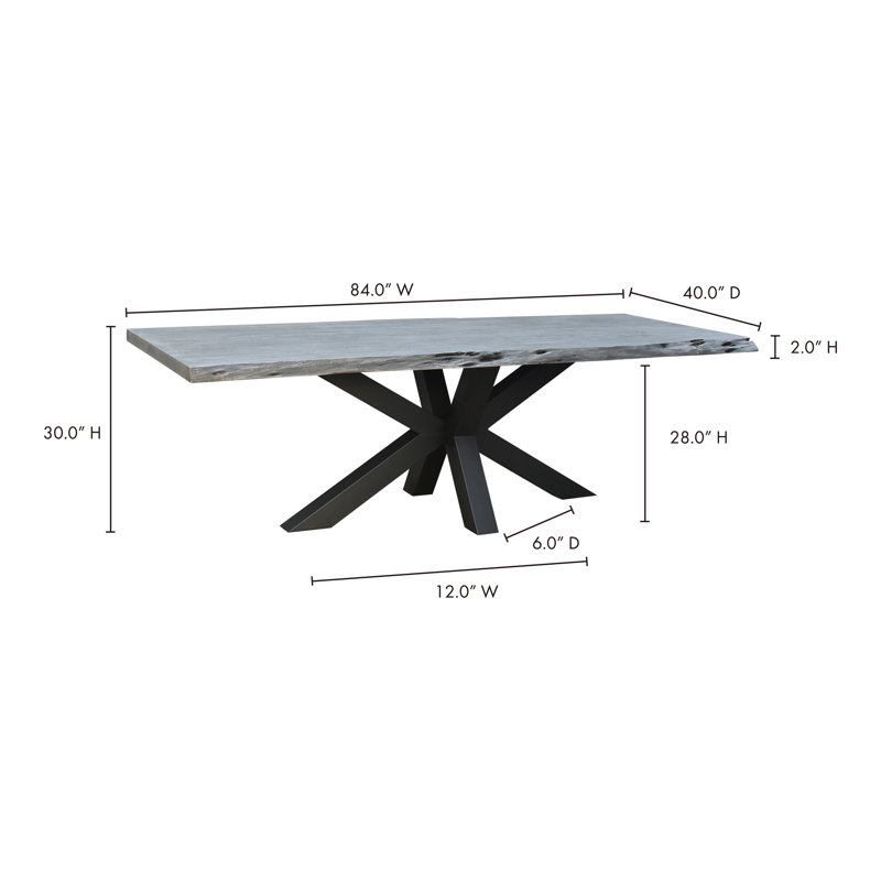 Edge Solid Wood Dining Table, 30" H x 84" L x 40" W