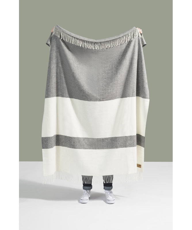 Blush Sydney Herringbone Stripe Throw, Charcoal