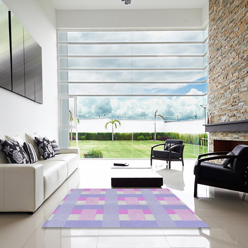 Tapis rose à motif géométrique Kleinschmidt, Carré 3 pi