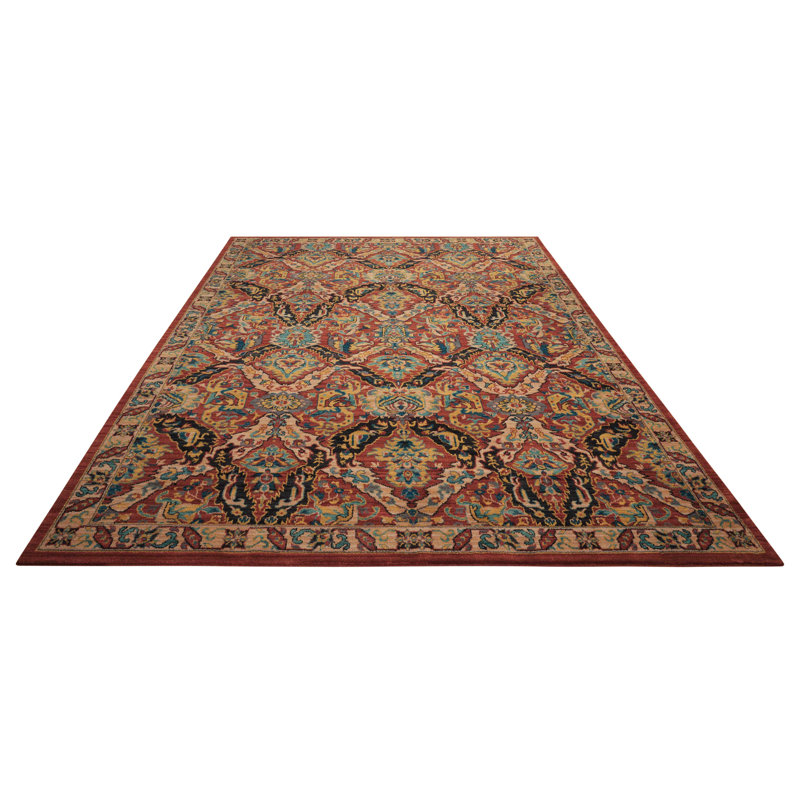 Tapis oriental rouge rouille, Rectangle 9 pi 2 po x 12 pi 5 po