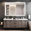 Miroir de salle de bain 60 po x 40 po avec DEL, cadre en aluminium imperméable, contrôle tactile intelligent, fixation murale pour la salle de bain
