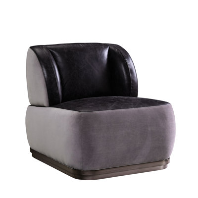 Fauteuil d'appoint antique en ardoise avec accents gris, coussins de soutien fermes, cuir rétro, horizontal, cadre en aluminium patchwork moderne et gris, coussin de soutien, capitonnage véritable,