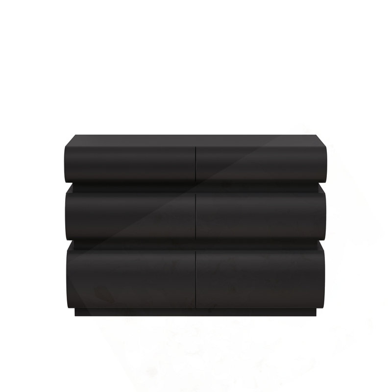 Commode 6 tiroirs pour chambre à coucher, Noir