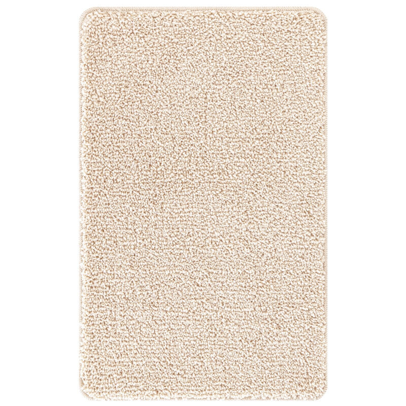 Cotton Non-Slip Bath Mats Rectangular, Cream, 50cm, 80cm