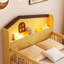 Lit mezzanine bas avec lumières DEL, lit mezzanine simple en bois avec tête de lit en forme de maison, lit mezzanine avec tiroirs de rangement