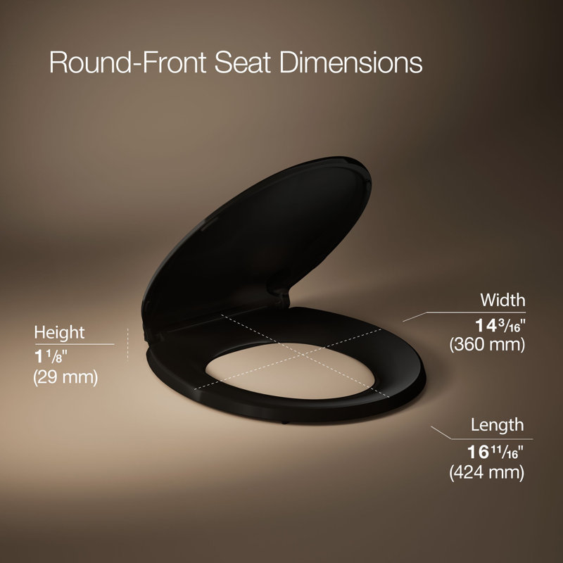 Cachet® Quiet-close™ Round-front Toilet Seat, Black, Ready Latch
