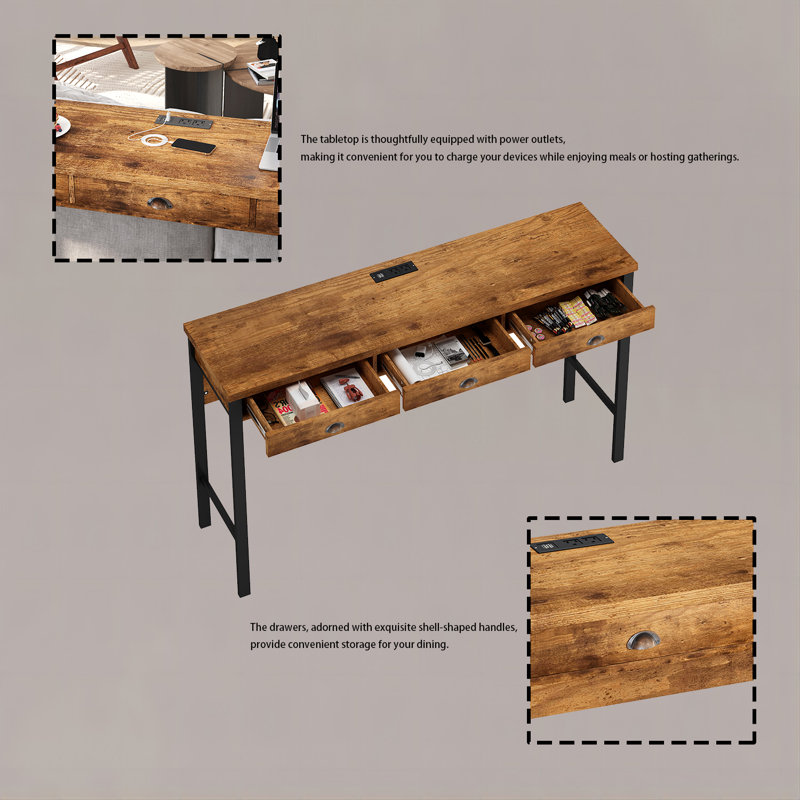 Meleesa 3 - Person Trestle Dining Set, Brown/Black, Brown