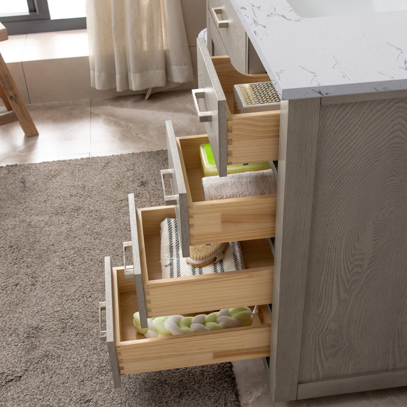 Ingalls 42'' Single Bathroom Vanity with Engineered Stone Top, Antique Gray Oak
