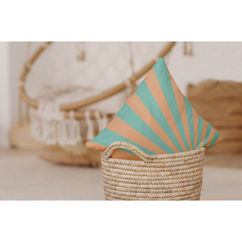 Coussin Bee and Comb, H 16 po x l 16 po, Bleu ciel / géométrique abricot