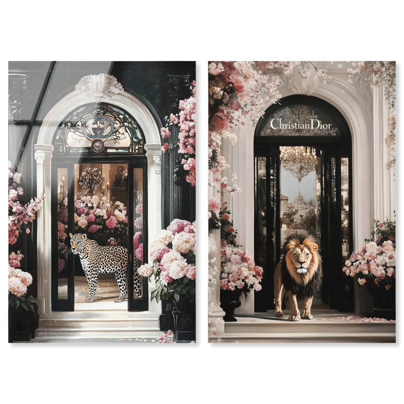 «Floral Scene Animal Set», reproduction acrylique par Art Remedy, H 45 po x l 30 po