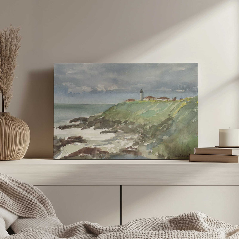 «Point Judith RI» par Stephen Calcasola, reproduction d'art, H 36 po x l 48 po, Toile tendue, Ne s’applique pas