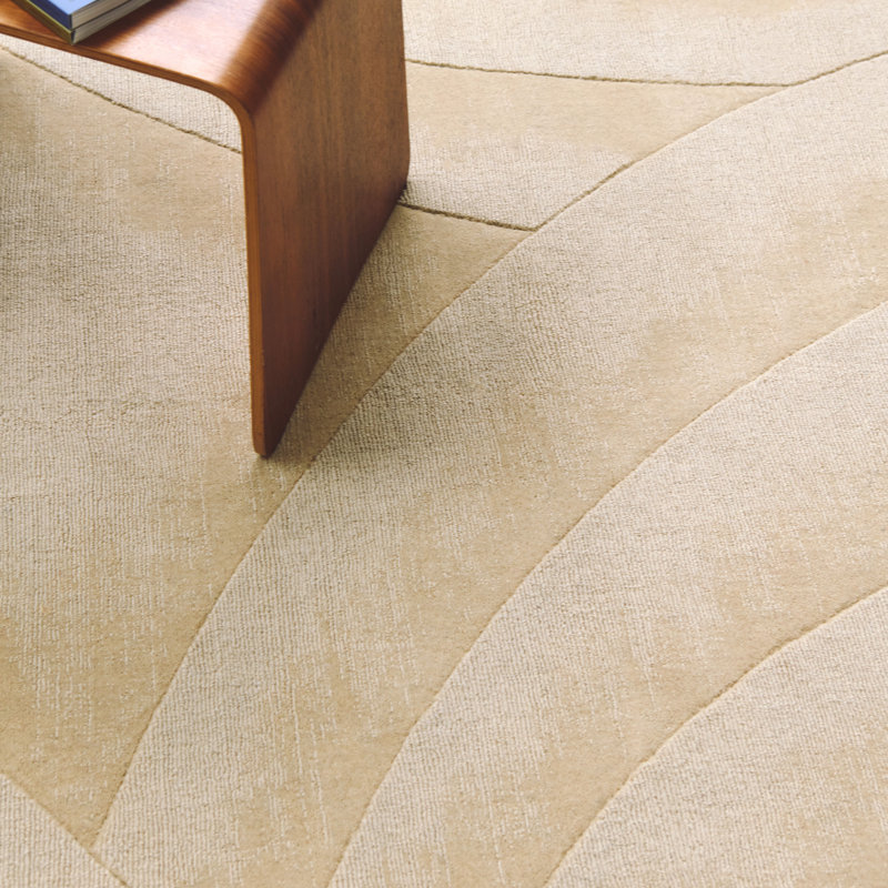 Volute Wool Abstract Area Rug in Beige, Rectangle 5'5" x 7'8"