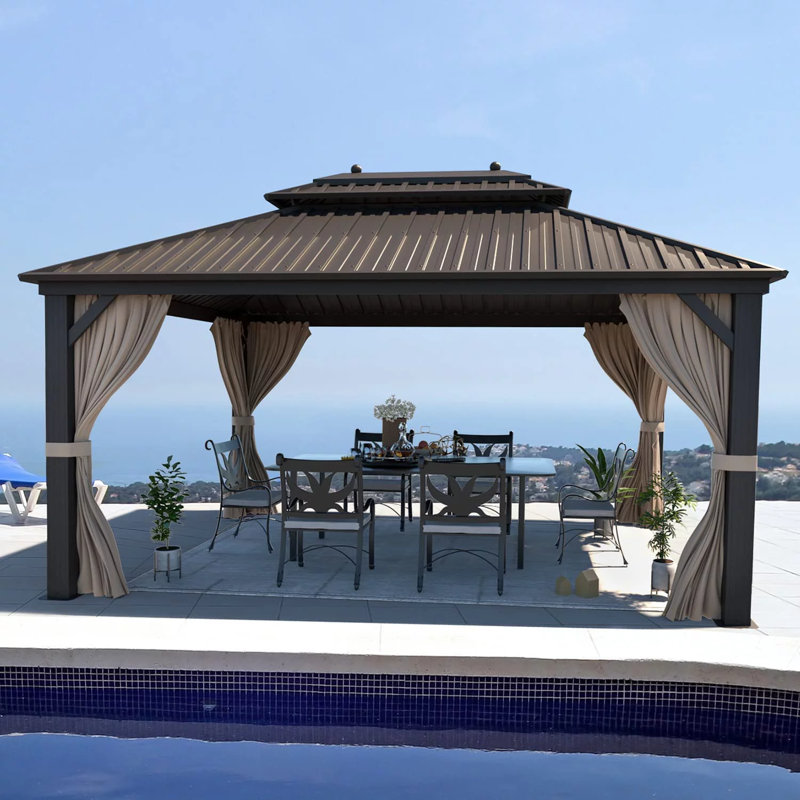 13 pi. L 10 pi. D Pavillon de jardin en aluminium