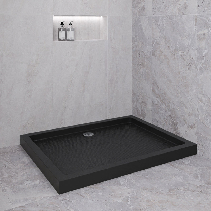 Streamline NT-2132-48BL-RH 48 in. x 36 in. Corner Acrylic Shower Base in Glossy Black with Right Hand Drain, Drain Included