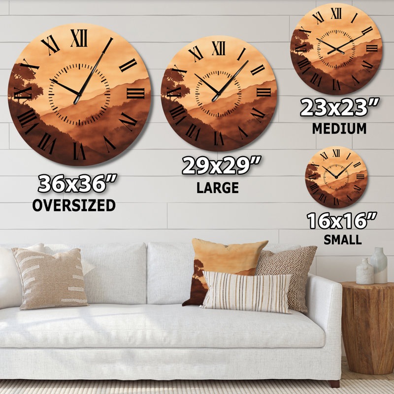 Horloge murale Boho Landscape II, Surdimensionné