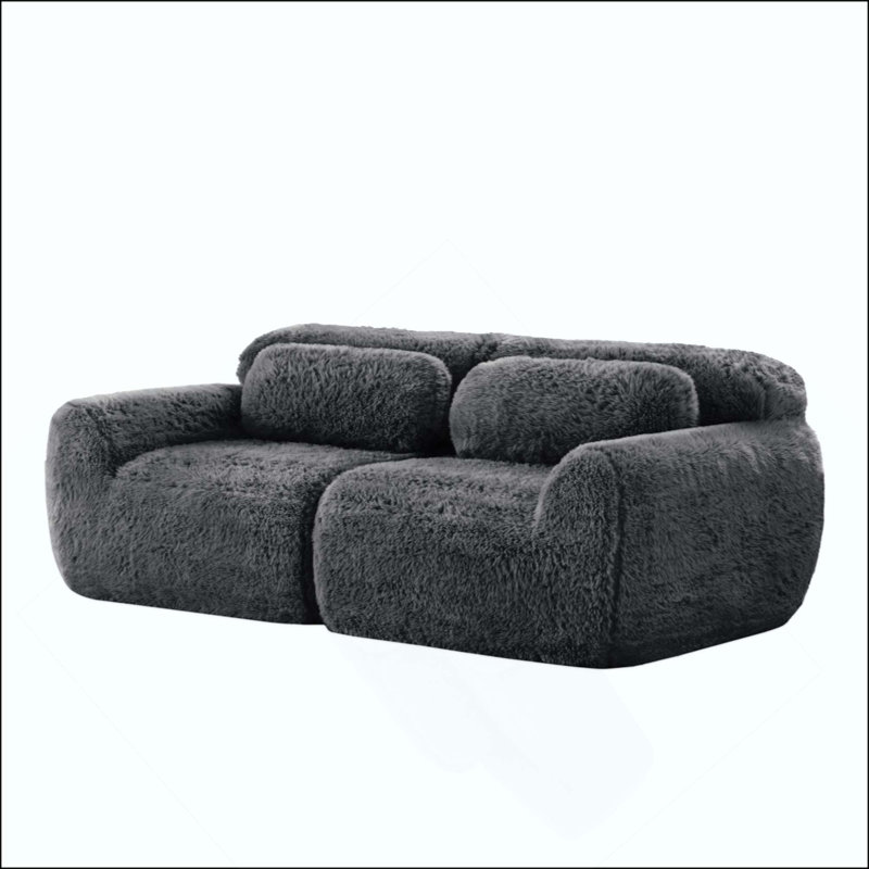 Canapé modulaire à 2 places pour canapé modulaire, conception antidérapante en tissu moelleux et moelleux, éponge haute densité 32D, conception ergonomique sans assemblage, avec coussins décoratifs pour le salon