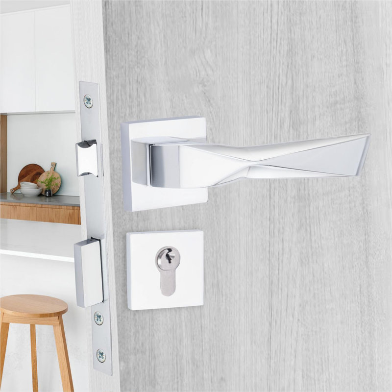  Modern Aura Euro Lock Door Handles with 70mm Key and Barrell, Lock and Key(s)