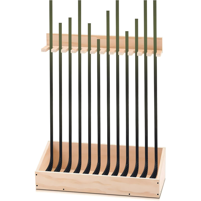 Support de bâtons de hockey mural vertical 2 en 1 avec support de golf en bois