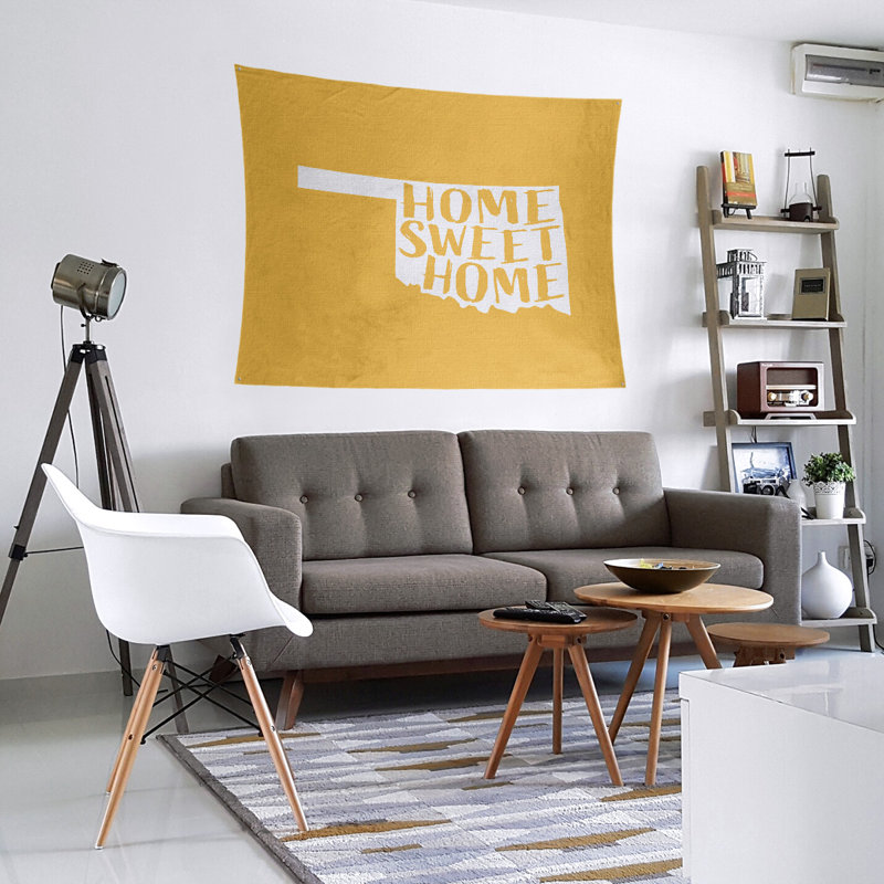 Tapisserie Home Sweet Oklahoma, H 104 po x l 88 po, Jaune