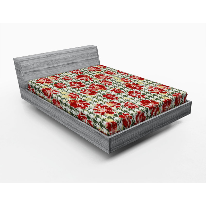 Microfiber Floral Fitted Sheet, Full Fitted Sheet