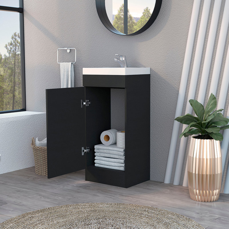 Meuble-lavabo rectangulaire noir Wengue