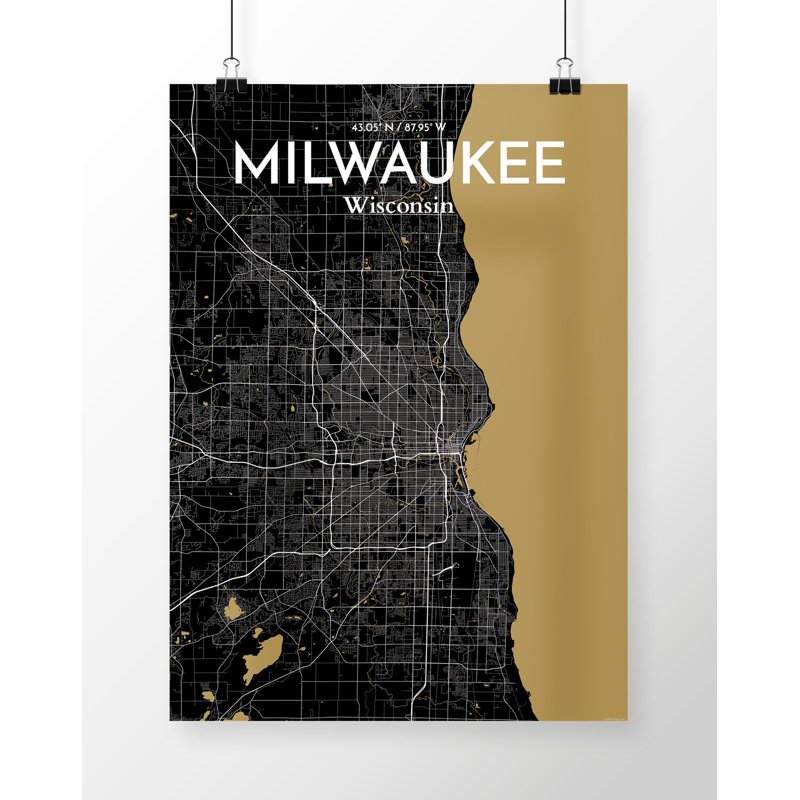 Milwaukee City Map - No Frame Print, 70.1cm H x 50cm W x 0.13cm D
