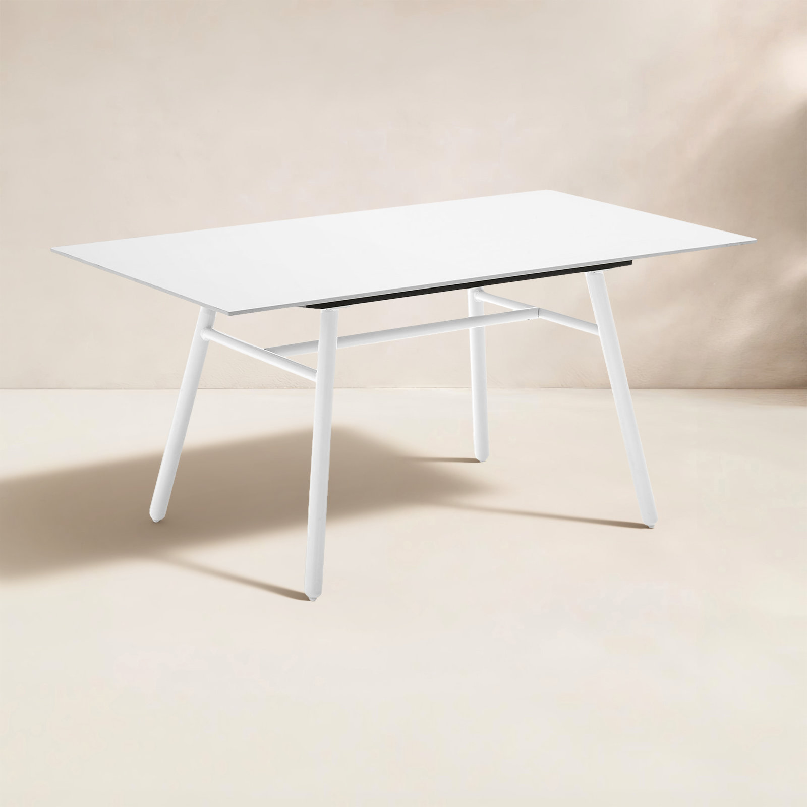 Yo! 63" Patio Dining Table, Slate White, Matt Optic White