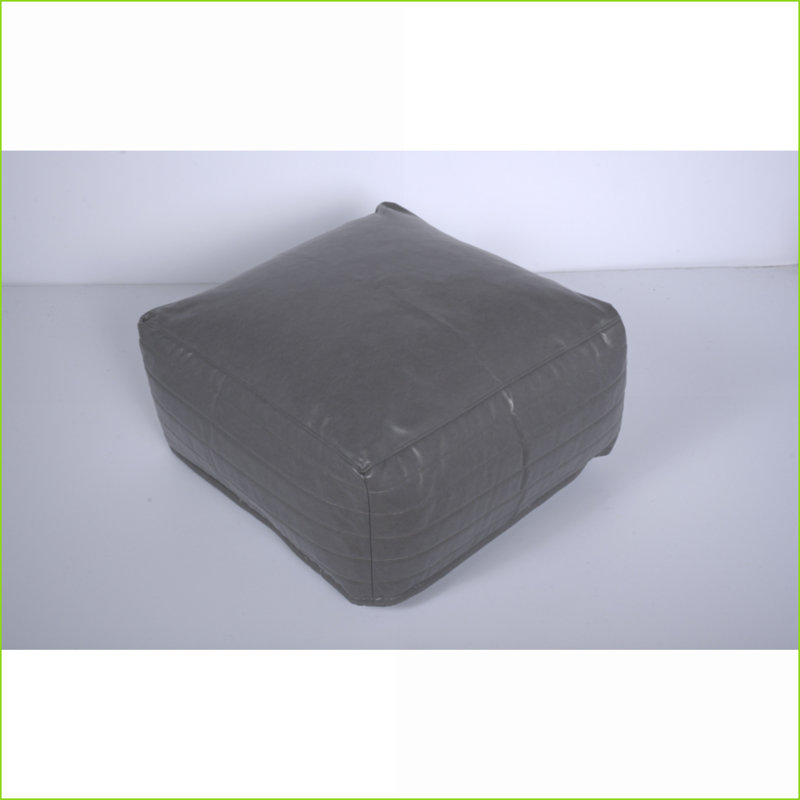 Ottoman, Versatile Faux Leather Pouf - 24x24x12 Floor Cushion | Slate Gray | Faux Leather, Gray