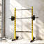 Support à squat avec barre de traction, support électrique réglable avec barre à haltères, support multifonctionnel en acier pour la musculation à domicile, noir, jaune