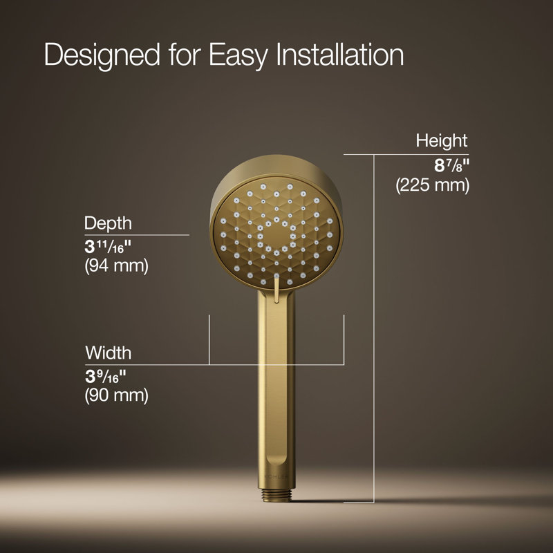 Awaken B90 1.75 Gpm Multifunction Handshower, Vibrant Brushed Moderne Brass