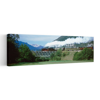 Train On A Bridge, Bohinjska Bistrica, Slovenia Abstract Contemporary Forest Landscape Wall Art