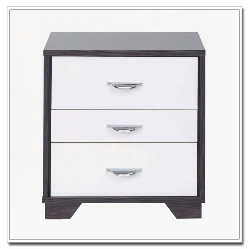 White and Black 3-drawer Rectangular Accent Table
