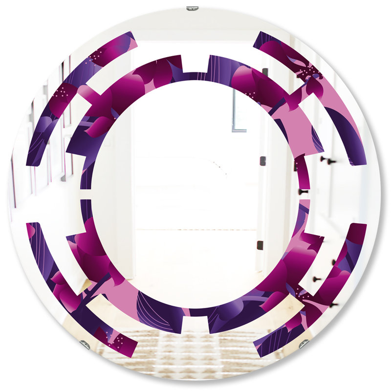 Miroir mural Traditional, H 31,5 po x l 31,5 po, Motif de fleurs d'orchidées dans l'espace