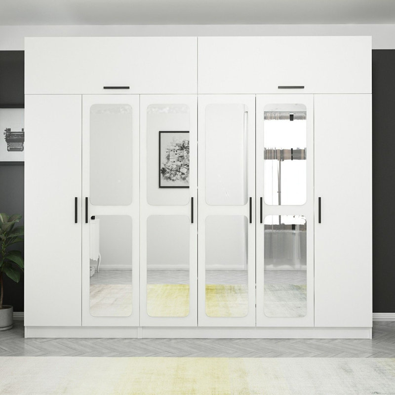 Elina 8 Door Manufactured Wood Wardrobe, 255cm H x 270cm W x 52cm D