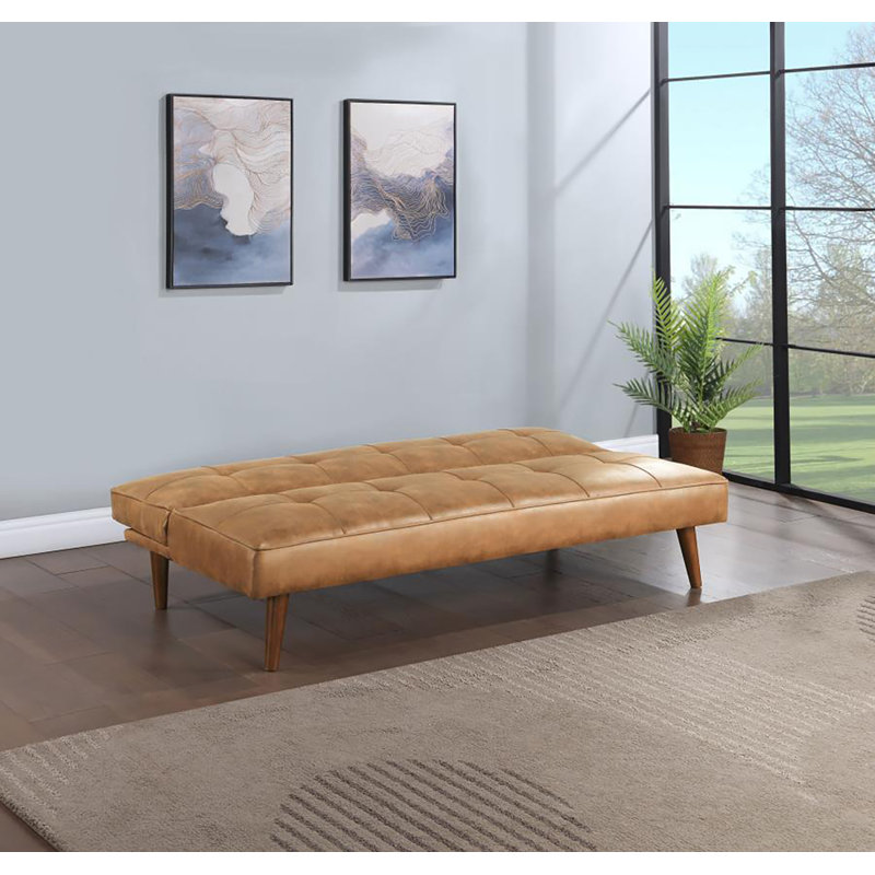 Kloster 66.25'' CAL117 Compliant Convertible Sofa, Saddle Brown Faux Leather
