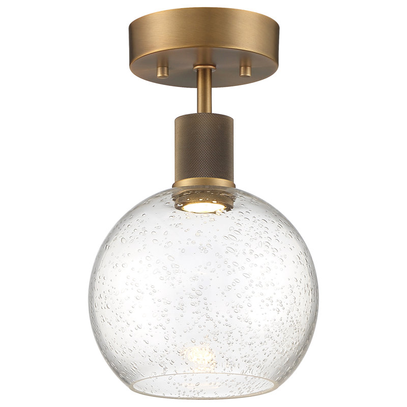 Port Nine Glass Semi Flush Mount, Antique Brushed Brass