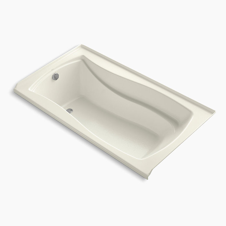 Mariposa 66" x 36" Drop In Soaking Acrylic Bathtub with Heater, Beige, Gauche