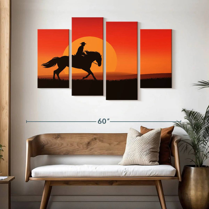 Silhouette de cowboy Lelar Sunset, H 32 po x l 52 po