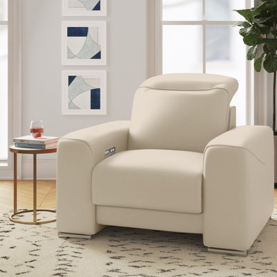 Fauteuil inclinable standard en cuir fleur gris 49 po Grischy