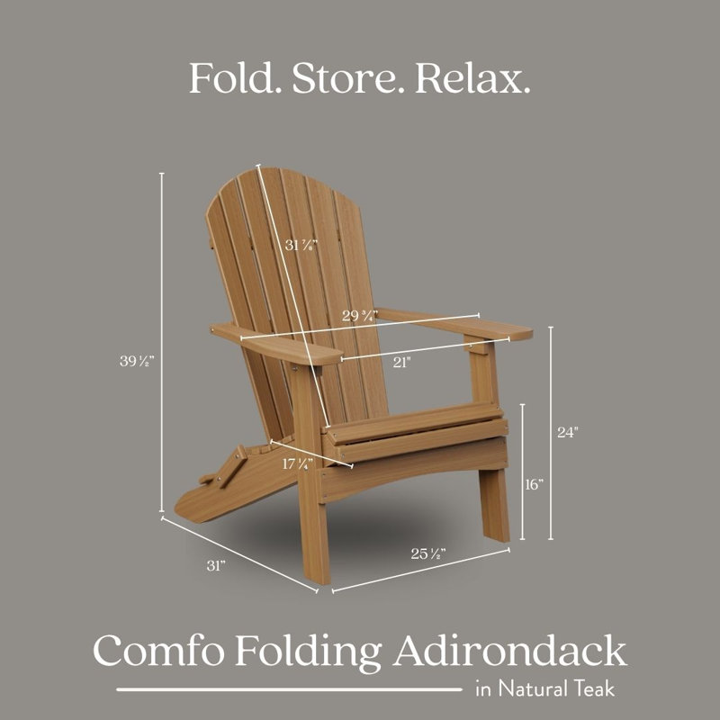 Berlin Gardens Comfo Back Folding Adirondack Chair, Seafoam