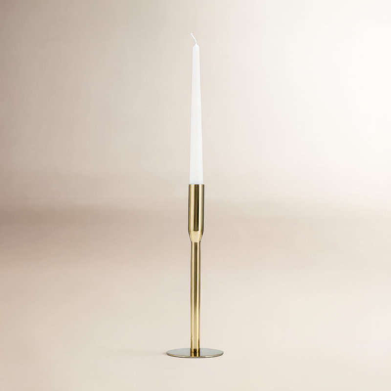 Metal, Taper Candle Holder, 11" H x 4" W x 4" D, Gold
