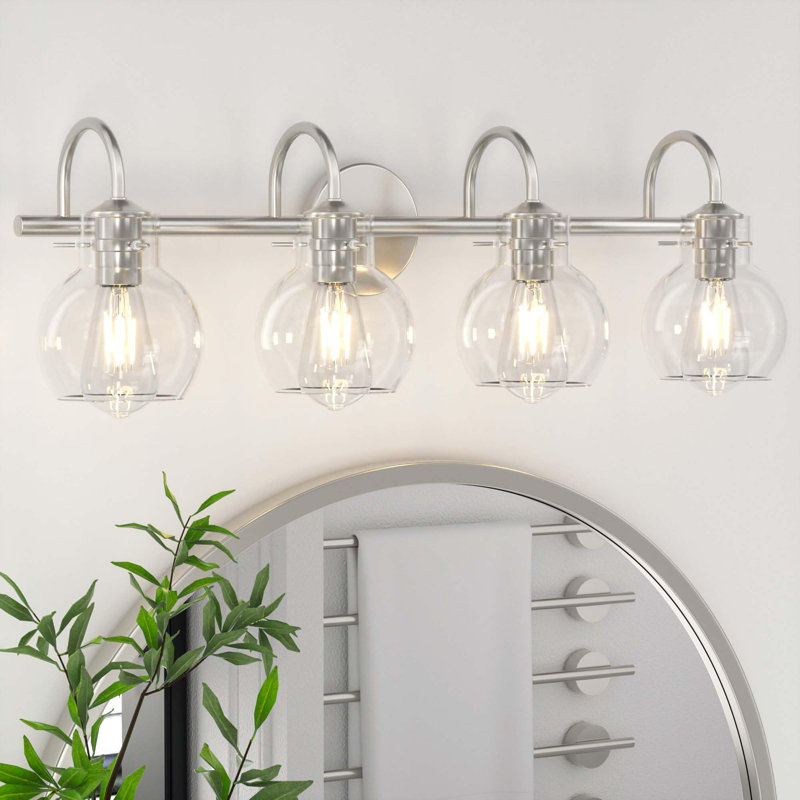 Zeline Light Dimmable Bathroom Vanity Lights with Clear Shade Vanity Light Fixture, 4, Silver