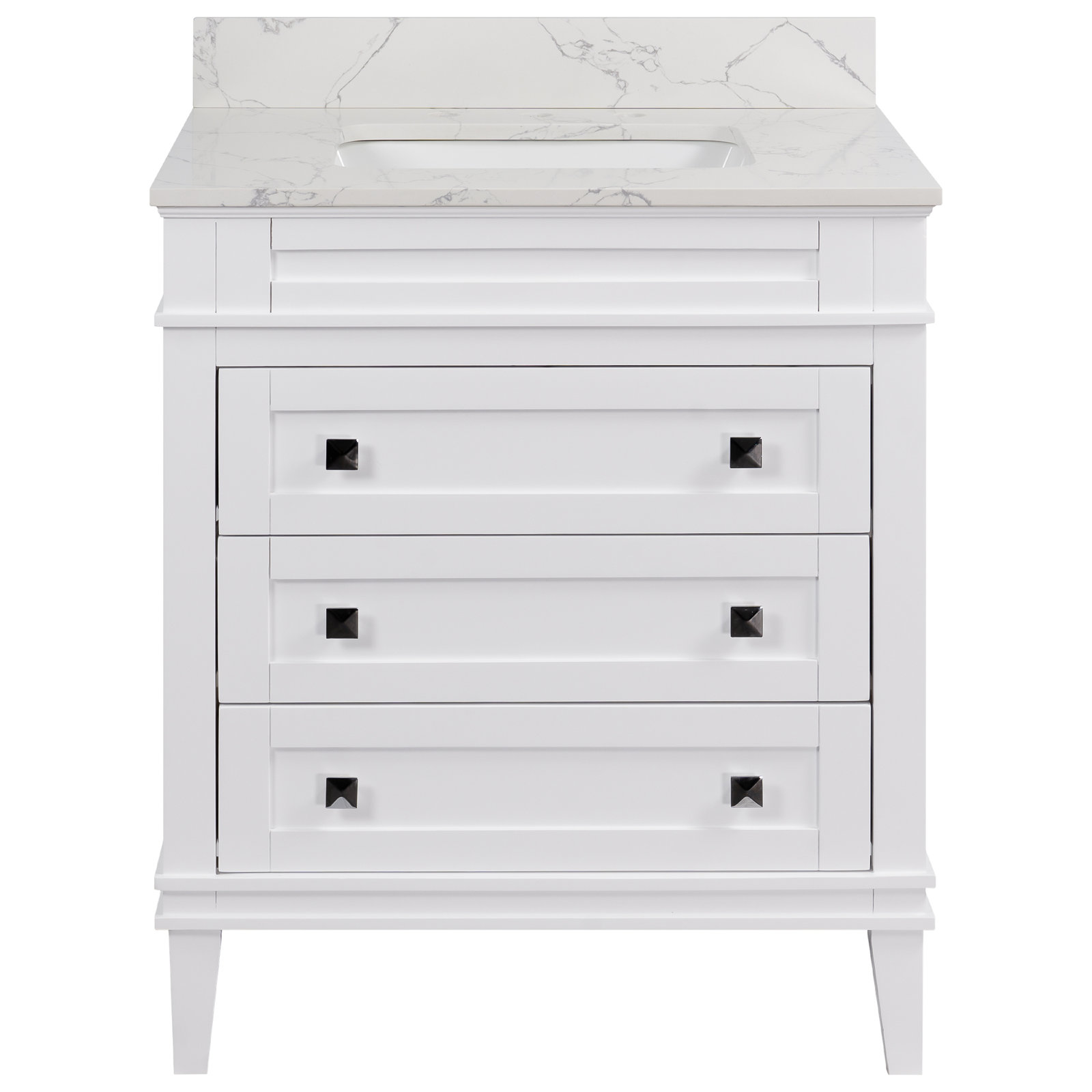 Frankfurt 30'' Single Bathroom Vanity, White, Engineered Marble