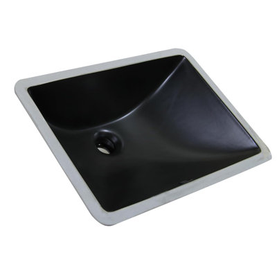 Lavabo de salle de bain rectangulaire encastrable 18 po - Porcelaine noir mat, P 13,5 po x l 21 po, petit meuble-lavabo moderne pour espaces compacts