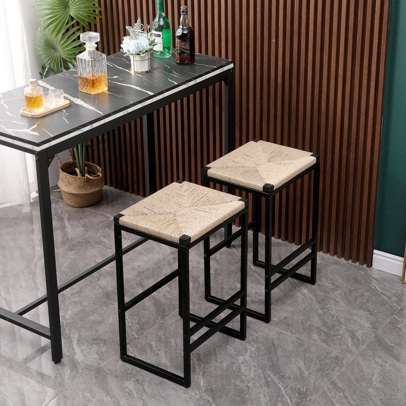 Ensemble de 2 tabourets de bar sans dossier pour corde de papier pour comptoir de cuisine