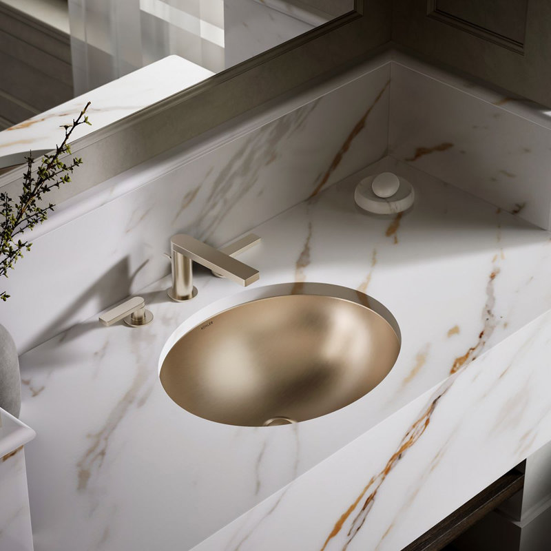Bachata®20" Oval Drop-In/Undermount Bathroom Sink, No Overflow, Vibrant Brushed Bronze