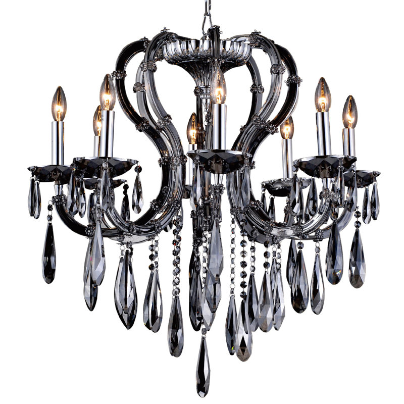 Lustre en cristal fumé 8 lumières Transitional