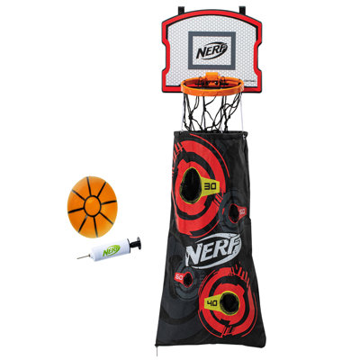 NERF Basketball Hoop Hamper - Laundry Layup Over The Door Basket + Shooting Target