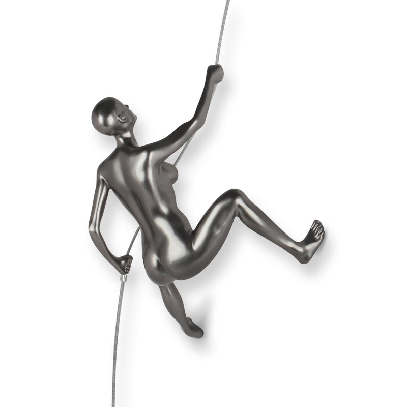 Handmade Modern People Wall Decor on Resin, Anthracite